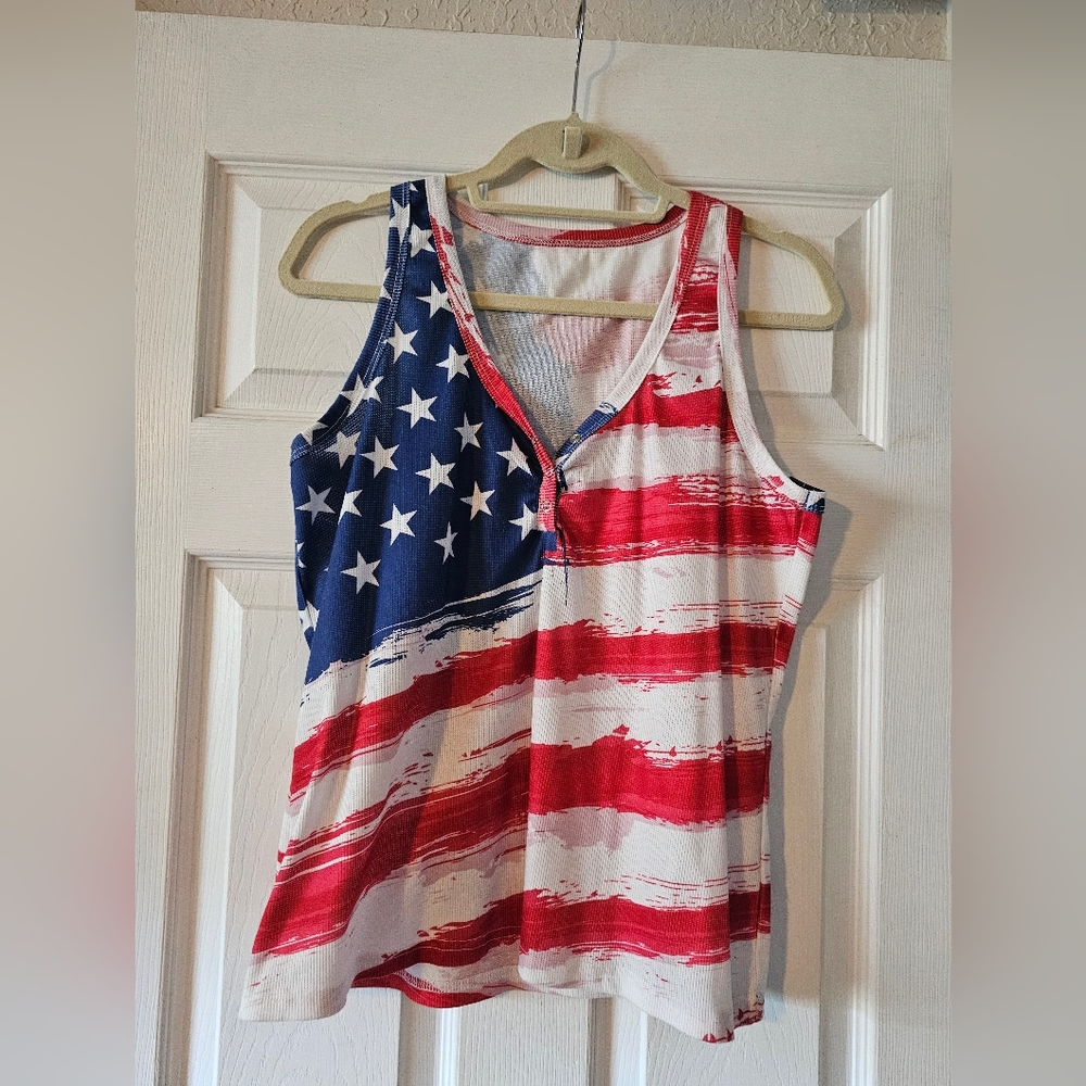 Red White & Blue Flag Sleeveless Tank Top